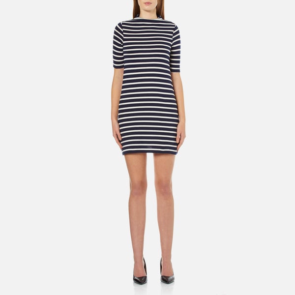 French Connection Women's Terry Stripe High Neck Dress - Cream