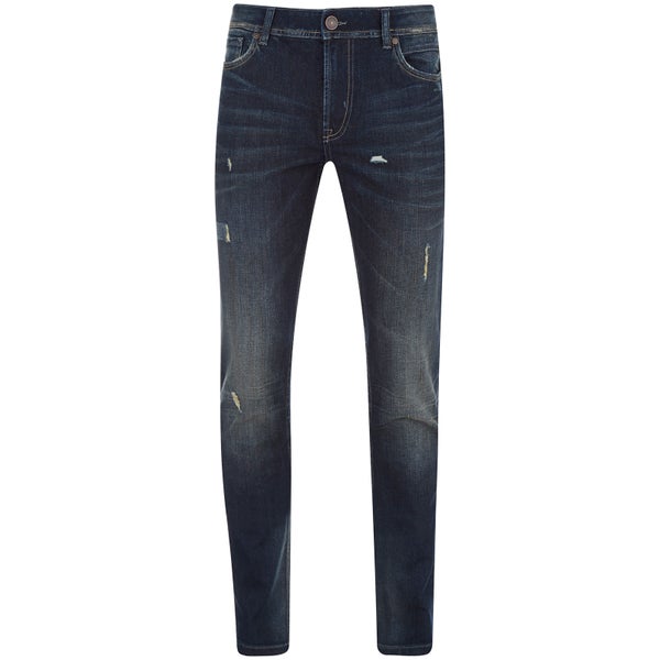 Produkt Men's Distressed Slim Fit Jeans - Mid Blue Denim