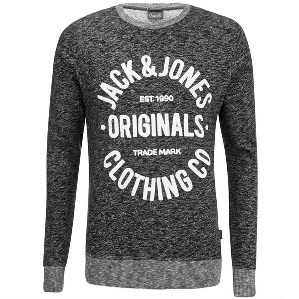 Jack & Jones Men's Originals Clemens Crew Neck Sweatshirt - Dark Grey Melange