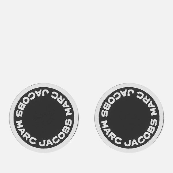 Marc Jacobs Women's Enamel Logo Disc Stud Earrings - Black/Argento