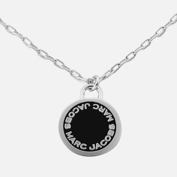 Marc Jacobs Women's Enamel Logo Disc Pendant Necklace - Black/Argento