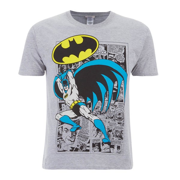 DC Comics Men's Batman Comic Strip T-Shirt - Grey
