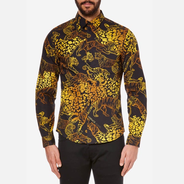 Versace Jeans Men's All Over Print Long Sleeve Shirt - Nero