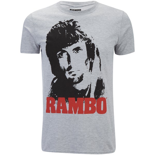 T-Shirt Homme Rambo Visage - Gris Chiné