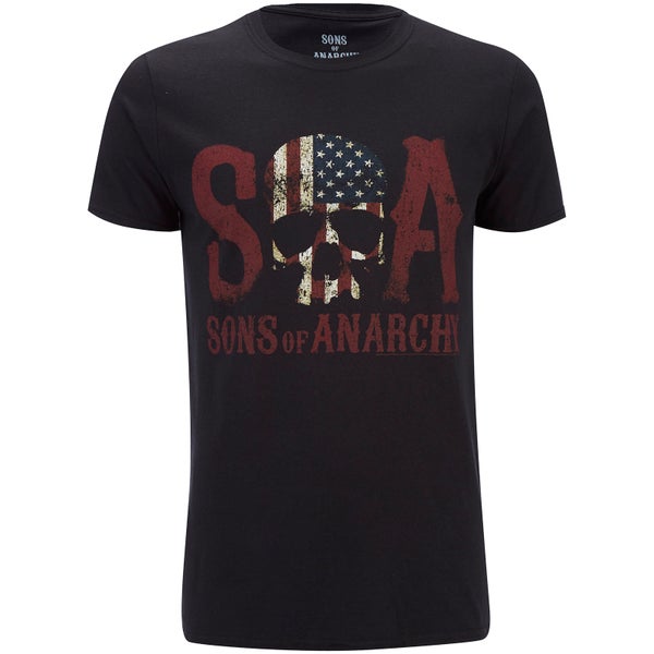 Sons of Anarchy Men's Flag Skull T-Shirt - Black