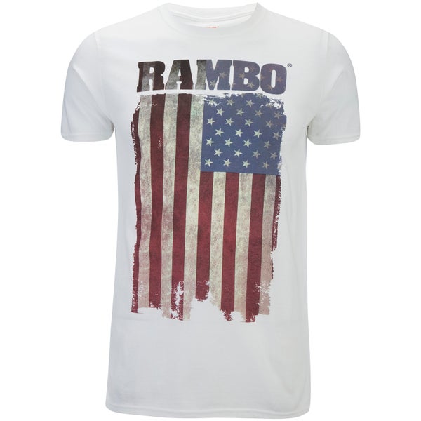 T-Shirt Homme Rambo Drapeau - Blanc