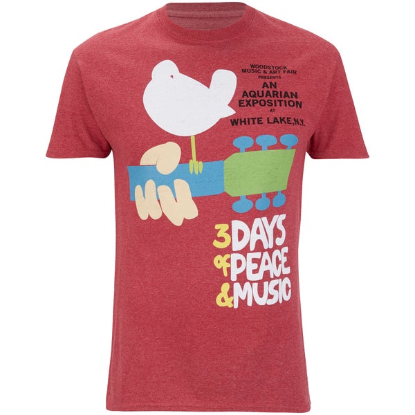 T-Shirt Homme Woodstock 3 Days of Peace - Rouge