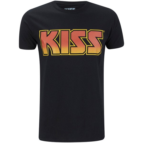 T-Shirt Homme Kiss Logo Vintage Flame - Noir