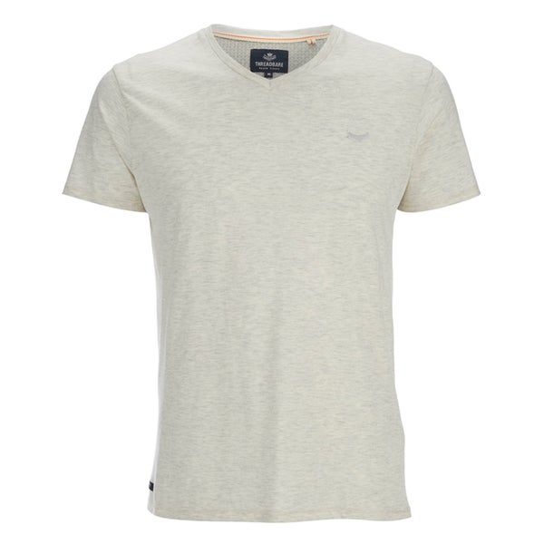 Threadbare Men's Charlie Plain V-Neck T-Shirt - Ecru Marl