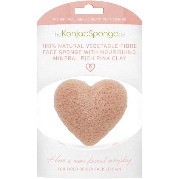 The Konjac Sponge Company spugna viso a forma di cuore con argilla rosa francese