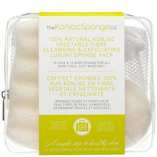 The Konjac Sponge Company 100% Pure Deluxe Travel Pack Duo (Worth $35)