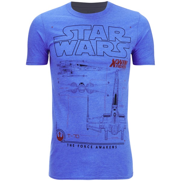 Star Wars X-Wing Schematic Heren T-Shirt - Heather Royal