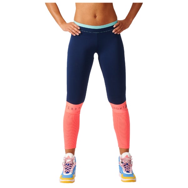 adidas Women's Stella Sport Long Mesh Training Tights - Blue/Pink