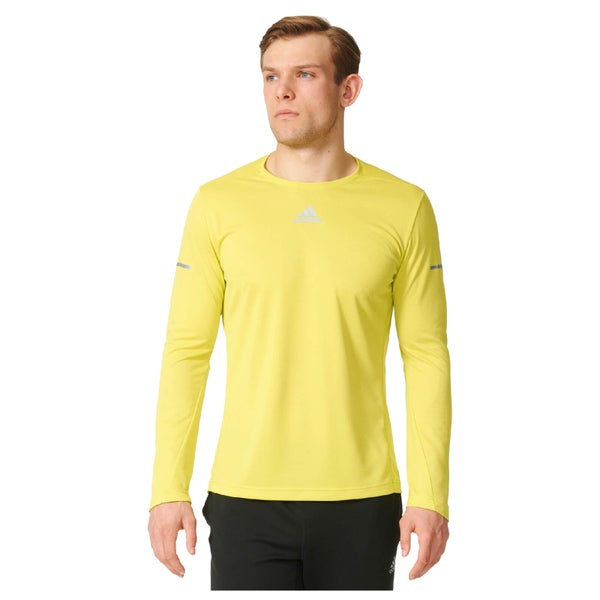 adidas Men's Sequencials Climalite Running Long Sleeve T-Shirt - Yellow