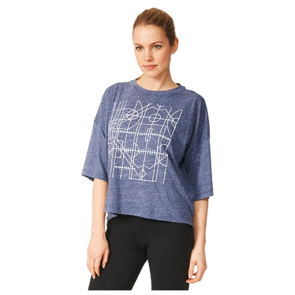adidas Women's Over Sized Graphic Training T-Shirt - Navy