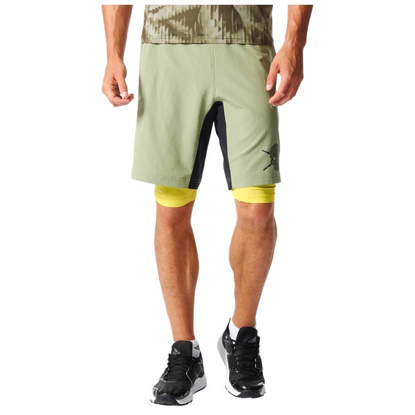adidas Men's A2G Two-in-One Training Shorts - Green