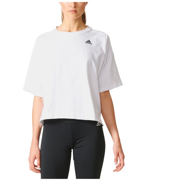 adidas Women's Over Sized 3-Stripes Training T-Shirt - White