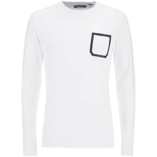 Brave Soul Men's Activist Tape Pocket Long Sleeve T-Shirt - White