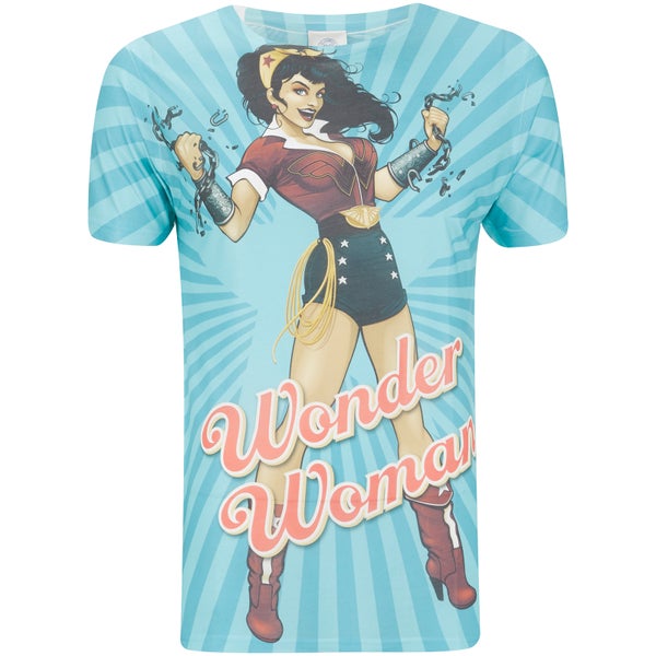 DC Comics Men's Bombshell Wonder Woman T-Shirt - Blue