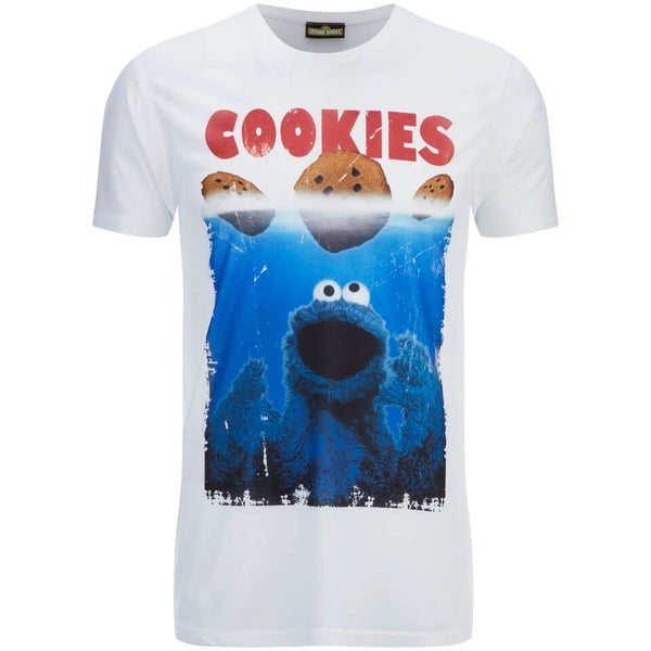 T-Shirt Homme Cookie Monster (Macaron le Glouton) Requin - Blanc
