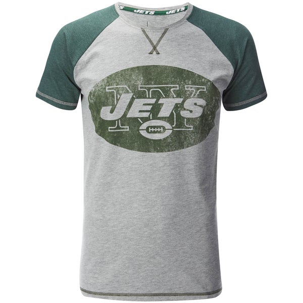 NFL Men's New York Jets Logo Contrast Sleeve T-Shirt - Grey