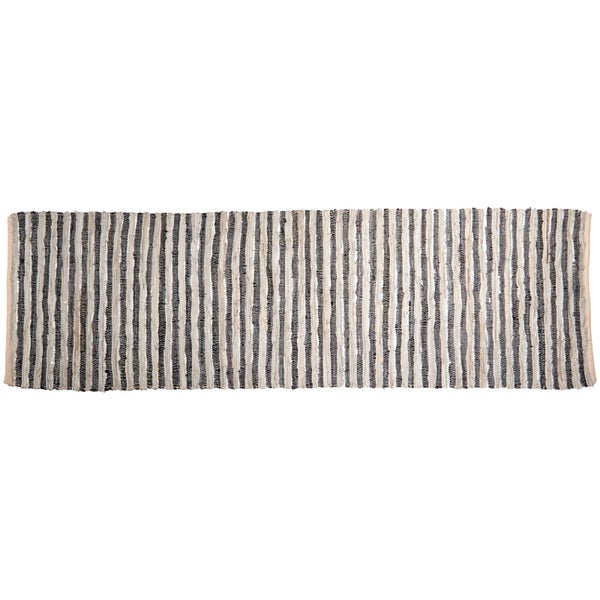 Broste Copenhagen Nor Leather and Cotton Rug - Grey/Silver
