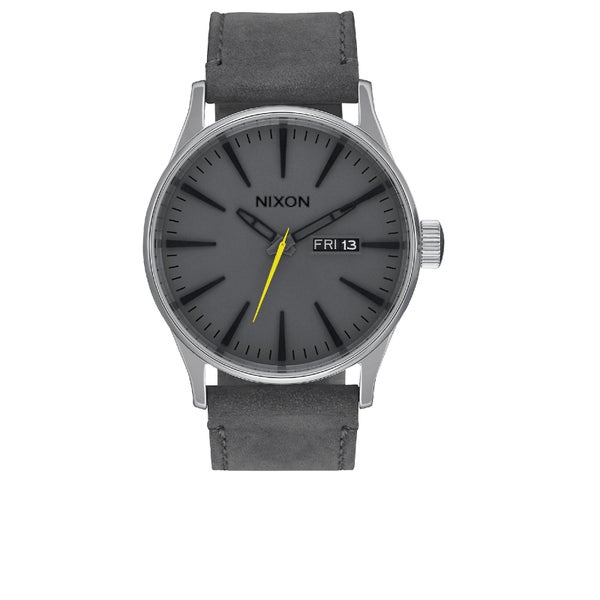 Nixon The Sentry Leather Watch - Charcoal