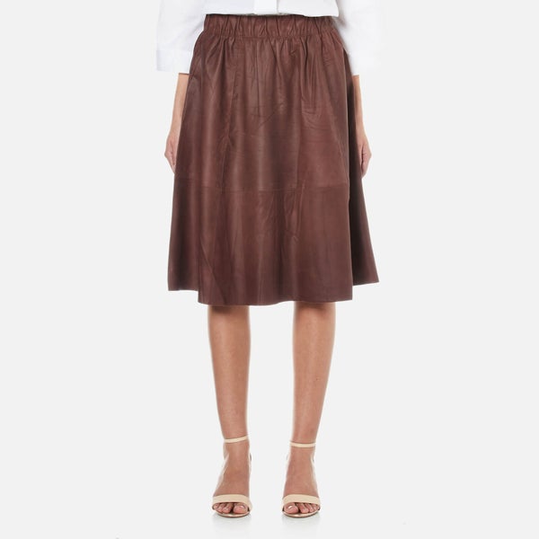 Selected Femme Women's Salta Leather Skirt - Fudge