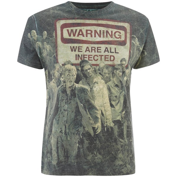 The Walking Dead Men's Warning Sublimation T-Shirt - Black