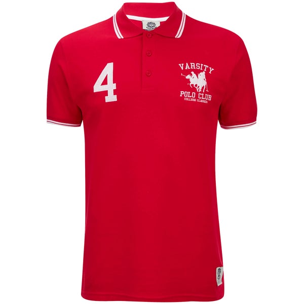 Varsity Team Players Men's College Polo Shirt - Red/White