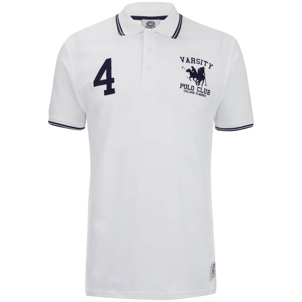 Varsity Team Players Men's College Polo Shirt - White/Navy