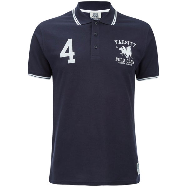 Varsity Team Players Men's College Polo Shirt - Navy/White