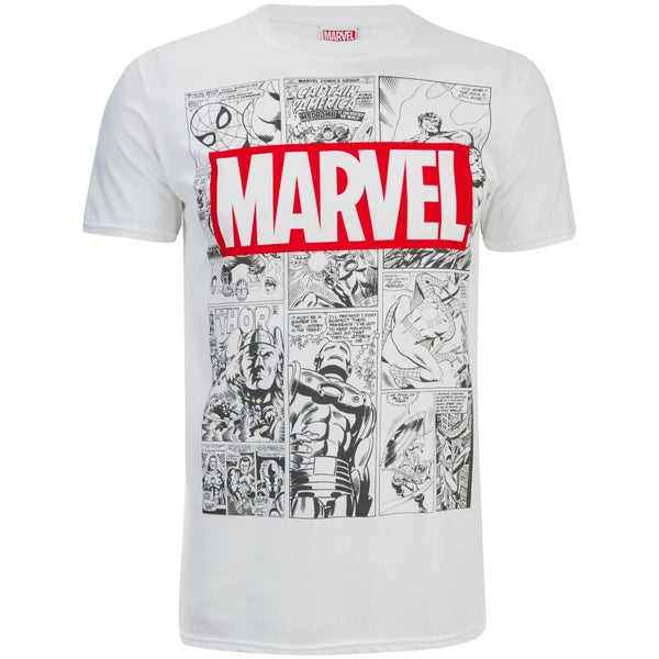 Marvel Herren Mono Comic T-Shirt - Weiß