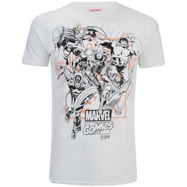 Marvel Band of Heroes Heren T-Shirt - Wit