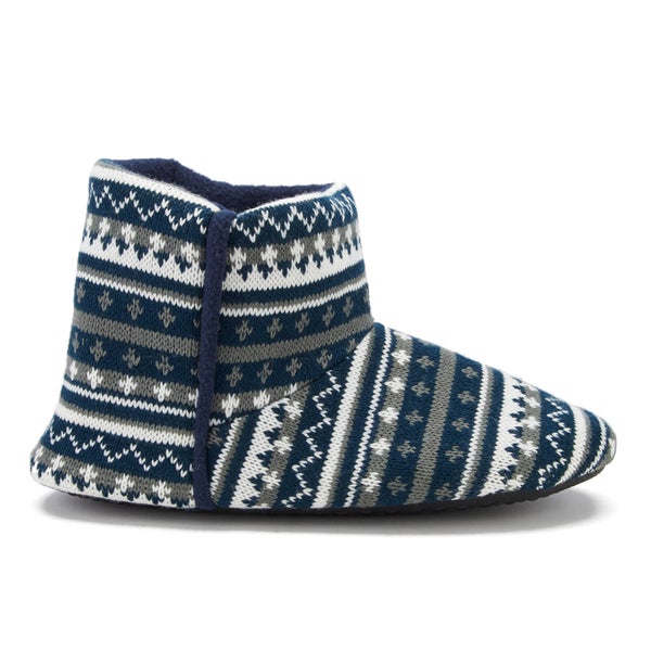 Dunlop Men's Adnet Fairisle Slipper Boots - Navy