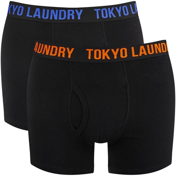Tokyo Laundry Men's Dovehouse 2 Pack Boxers - Black/Orange/Blue