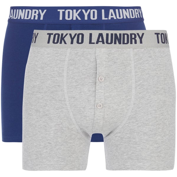 Tokyo Laundry Men's Coomer 2 Pack Boxers - Grey Marl/Sapphire