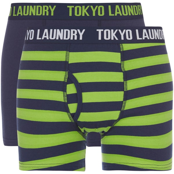Tokyo Laundry Men's Deptford 2 Pack Stripe Boxers - Midnight/Green