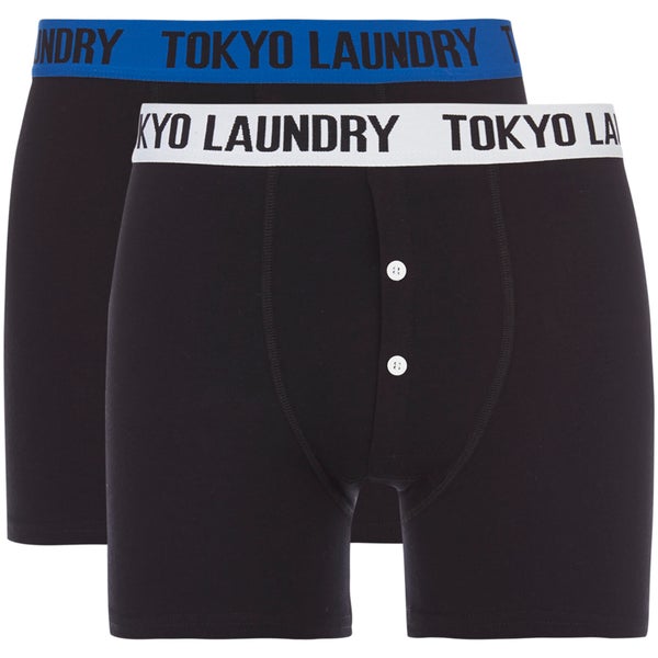 Lot de 2 Boxers Tokyo Laundry Dunford -Noir/Océan/Blanc