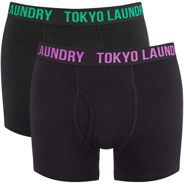 Tokyo Laundry Men's Dovehouse 2 Pack Boxers - Black/Green/Dewberry