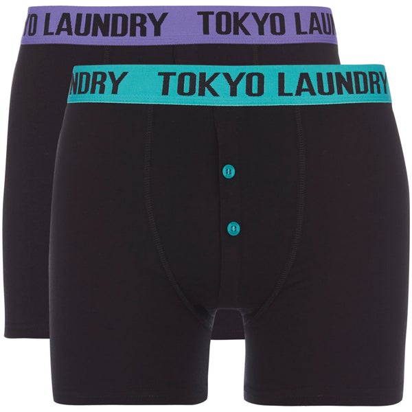 Tokyo Laundry Men's Dunford 2 Pack Boxers - Black/Purple/Green