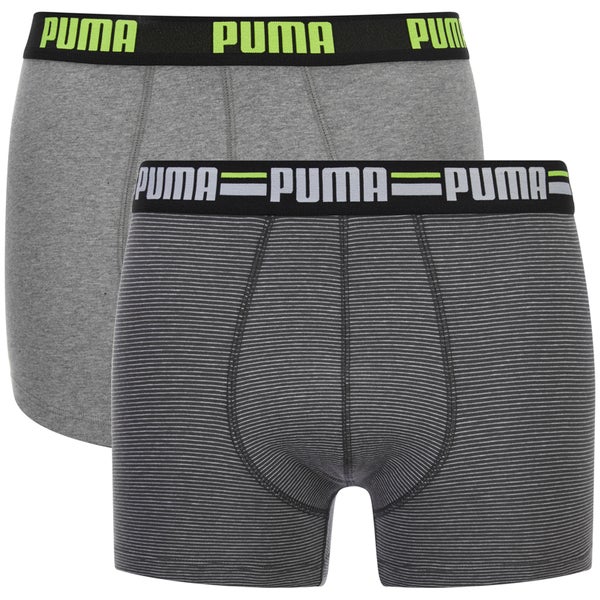 Puma Men's 2-Pack Striped Boxers - Charcoal/Light Grey
