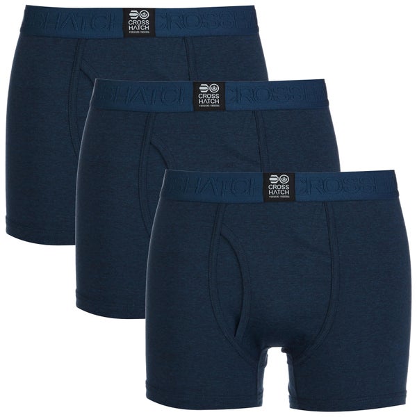 Crosshatch Men's 3 Pack Triplet Boxers - Insignia Blue