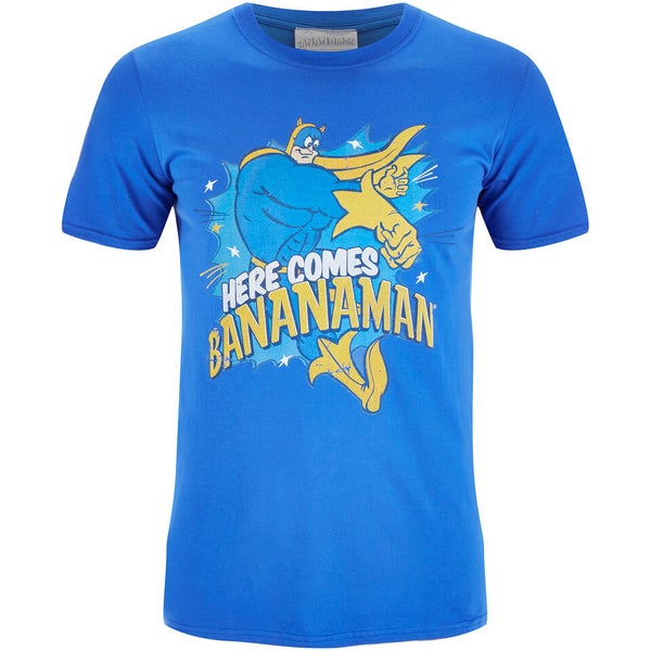 Bananaman Here Comes Bananaman Heren T-Shirt -Blauw
