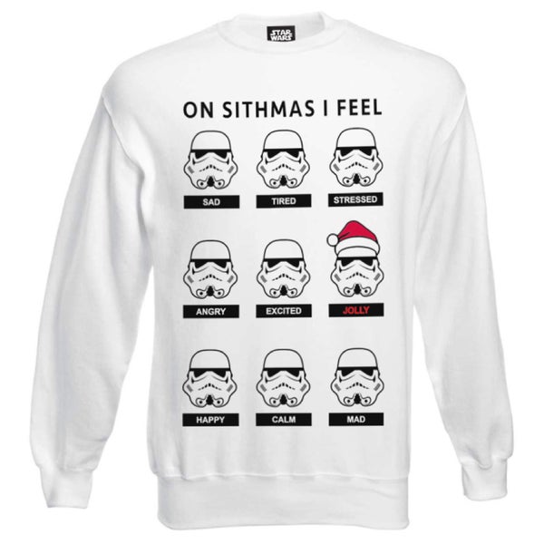 Star Wars Men's Stormtrooper Emotions Christmas Sweatshirt - White