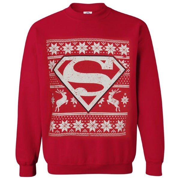 DC Comics Men's Superman Fairisle Weihnachs-Sweatshirt - Rot