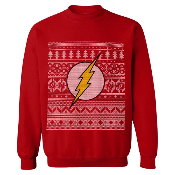 DC Comics Men's The Flash Fairisle Weihnachts-Sweatshirt - Rot