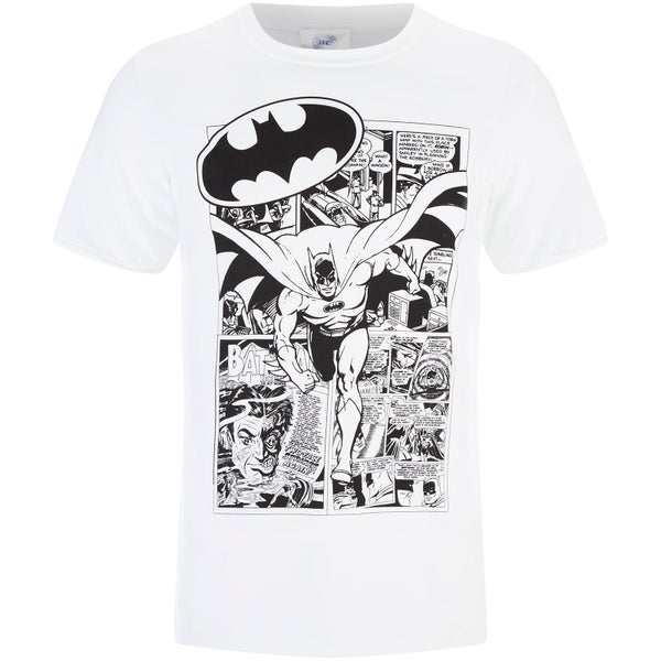 DC Comics Men's Batman Comic Strip T-Shirt - White