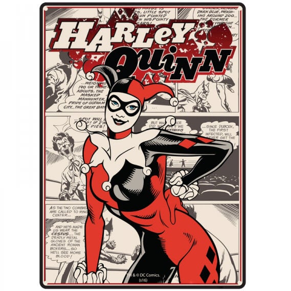 Petite Affiche en métal Harley Quinn DC Comics 15cm x 21cm