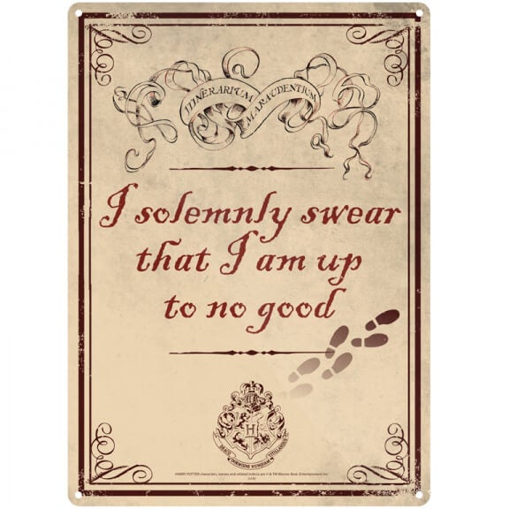 Harry Potter 'Up To No Good' Small Tin Sign 29cm x 42cm